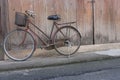 Old bicycle on wood background Royalty Free Stock Photo