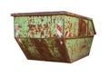 Old Big green dumpster garbage - Rusty Container isolated on white