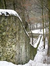 Old big snowy stone wall Royalty Free Stock Photo