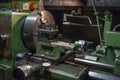 Old big turning lathe at the workshop Royalty Free Stock Photo