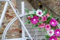 Bike decorated with flowers. Color image