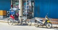 Old bike rickshaw rikshaw trishaw in Don Mueang Bangkok Thailand Royalty Free Stock Photo