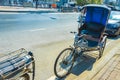 Old bike rickshaw rikshaw trishaw in Don Mueang Bangkok Thailand Royalty Free Stock Photo