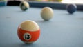Old Billiard Balls / A Vintage style photo from a billiard balls in a pool table. Old Pool billiard.
