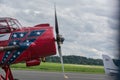 Old biplane propeller aircraft Royalty Free Stock Photo