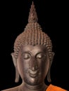 The old black buddha statue face