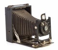 Old black camera with bellows