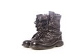 Old black combat boots