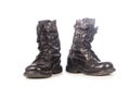 Old black combat boots