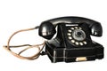 Old black dial phone isolated on white background Royalty Free Stock Photo