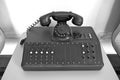 Old, black dial telephone. Old telephone system, PBX, from GDR times. Nostalgia,