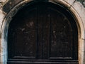Old black doors. Wood texture. Texture of metal Royalty Free Stock Photo