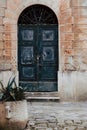 Old black doors. Wood texture. Texture of metal Royalty Free Stock Photo