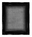 Old black frame with empty grunge linen canvas for your picture, photo, image. beautiful vintage background Royalty Free Stock Photo