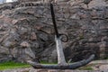 Old black iron anchor at Lindesnes Lighthouse