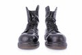 Old black leather work boots Royalty Free Stock Photo
