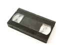 Old black magnetic videotape with the film