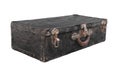 Old black metal suitcase isolated