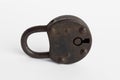 Old black padlock / black lock isolated on white background