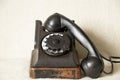 Old black retro phone on isolated background , rotary phone Royalty Free Stock Photo