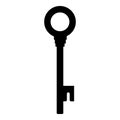 Old black silhouette door key icon isolated on white background. Vector illustration for any design Royalty Free Stock Photo