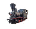 Old steam locomotive isolated on a white background. Royalty Free Stock Photo