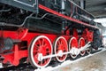 Old black steam locomotive wheels Royalty Free Stock Photo