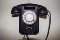 Old black telephone, old fashioned telephone, old black fashioned telephone on white background Royalty Free Stock Photo