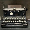 Old black typewriter. Vintage. Decorative.