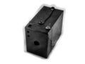 Old black vintage box camera on a white background Royalty Free Stock Photo