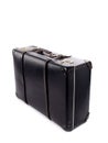 An old black vintage leather suitcase with straps and locks Royalty Free Stock Photo