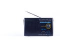 Old black vintage retro style AM, FM portable radio transistor receiver on white background isolated Royalty Free Stock Photo