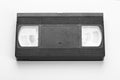 Old black vintage vhs, top view isolated on white background, cut out 80s, 90s retro media aesthetic, magnetic videotape movie Royalty Free Stock Photo