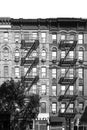 Old black and white apartment buildings in the East Village of Manhattan in New York City Royalty Free Stock Photo