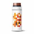 Retro Pixel Pattern Thermos Bottle With Warm Color Palette Royalty Free Stock Photo