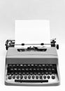 Old black and white typewriter. Antique. Retro