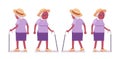 Old black woman, elderly person with walking cane