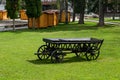 The old black wooden waggon. Royalty Free Stock Photo