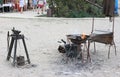 Old Blacksmith forge. Festival of historical reconstruction and medieval costume performances in open air.