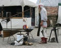 Old Blacksmith forge. Festival of historical reconstruction and medieval costume performances in open air.