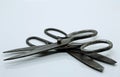 Old blacksmith forged scissors isolated on white background Royalty Free Stock Photo
