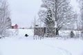 Old Blacksmith shop on a farm farm in December in winter in Bredebolet in Skaraborg in Vaestra Goetaland in Sweden Royalty Free Stock Photo