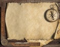 Old blank map background with compass. Adventure and travel concept. 3d illustration. Royalty Free Stock Photo