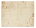 Old Blank Paper with Coffee Ring Stains Royalty Free Stock Photo