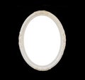 Old Blank White Oval Wooden Frame Isolated on Black