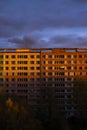 Old block of flats - apartment building made from concrete panels in communist era in eastern Europe, Prague, Czech Republic Royalty Free Stock Photo