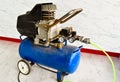 The old blue Air compressor Royalty Free Stock Photo