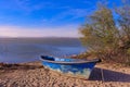 Old blue boat on the beach Royalty Free Stock Photo