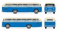 Old blue bus vector mockup Royalty Free Stock Photo