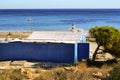 Old blue cabin on the beach in Santa Pola